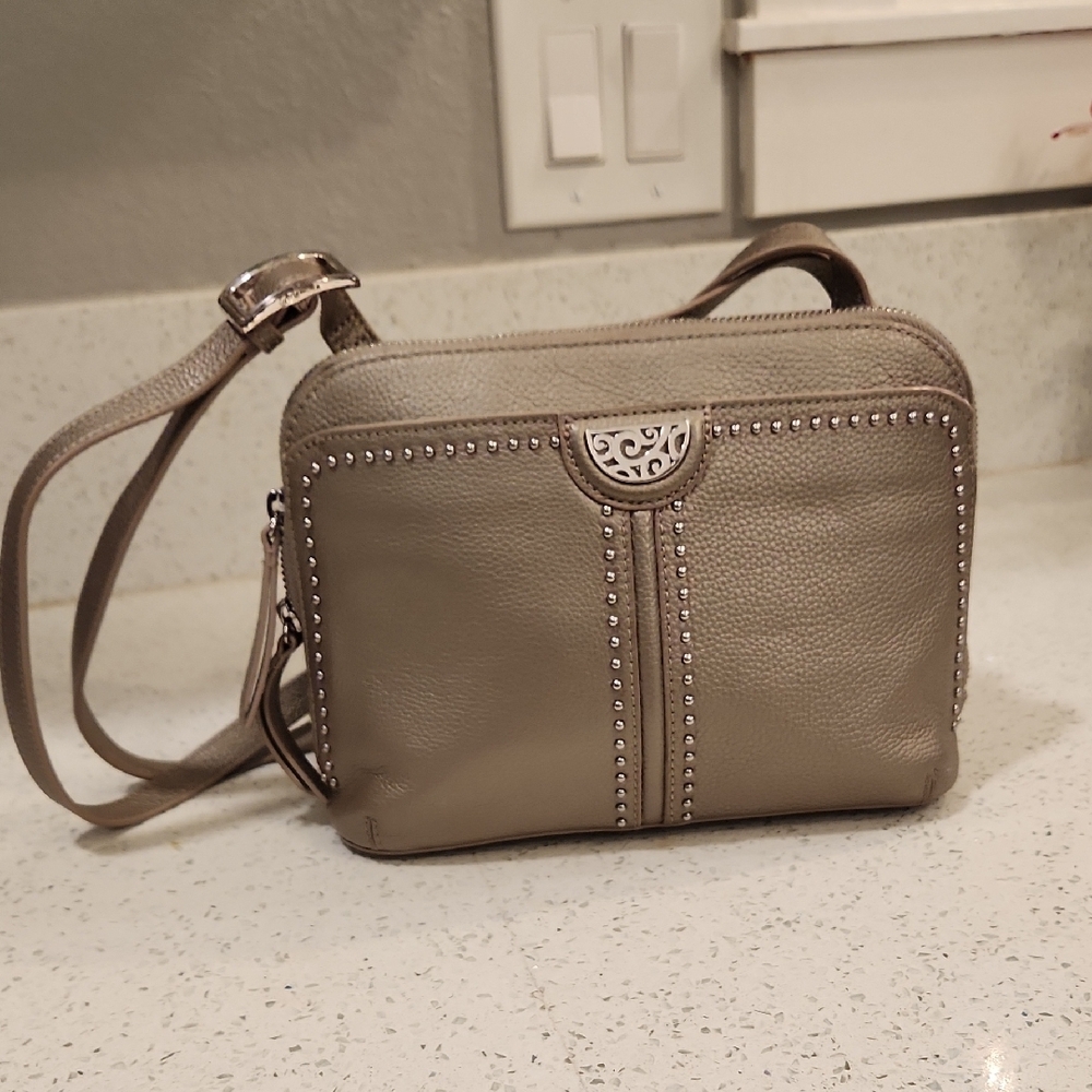 Brighton Taupe Crossbody Bag with Silver Accents